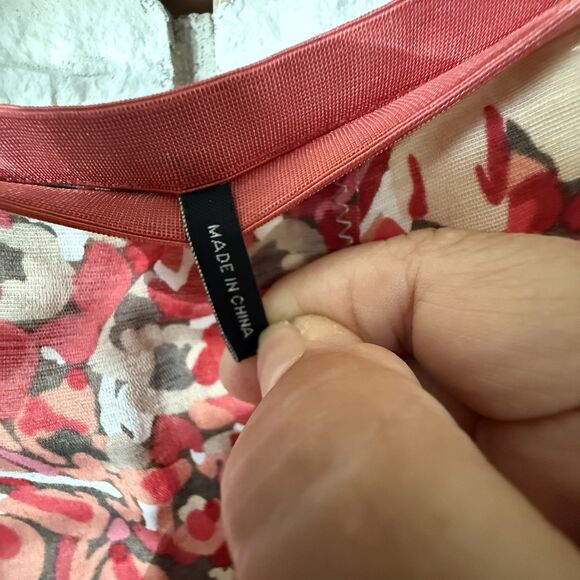 NIC+ZOE Pink/ Red Floral A-Line Skirt Silky Blend  Zip Closure Size 12 - Picture 3 of 7